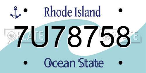 7U78758 Rhode Island License Plate