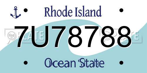 7U78788 Rhode Island License Plate