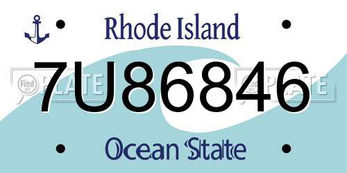 7U86846 Rhode Island License Plate