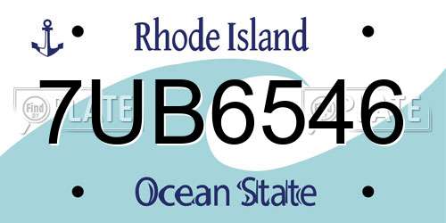 7UB6546 Rhode Island License Plate
