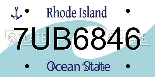 7UB6846 Rhode Island License Plate