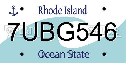 7UBG546 Rhode Island License Plate