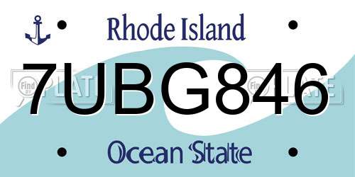 7UBG846 Rhode Island License Plate