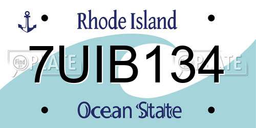 7UIB134 Rhode Island License Plate