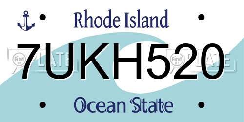 7UKH520 Rhode Island License Plate