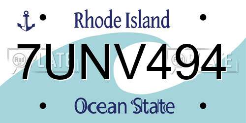 7UNV494 Rhode Island License Plate