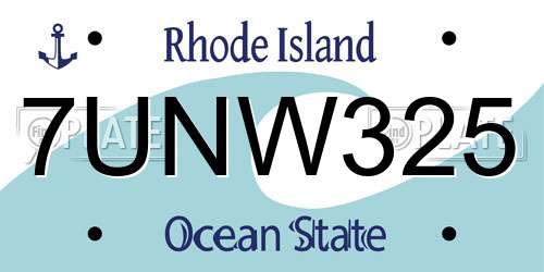 7UNW325 Rhode Island License Plate