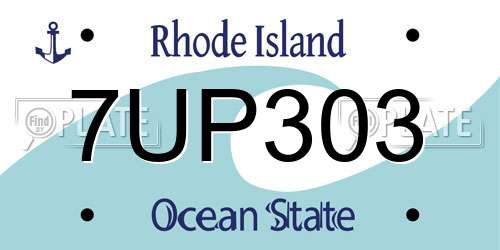 7UP303 Rhode Island License Plate