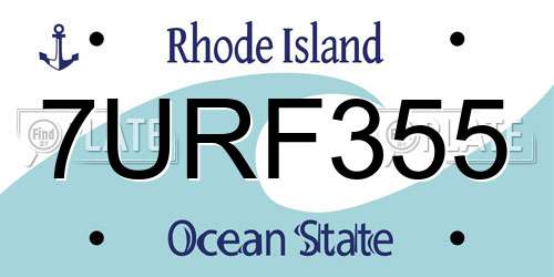 7URF355 Rhode Island License Plate