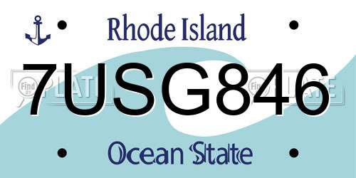 7USG846 Rhode Island License Plate