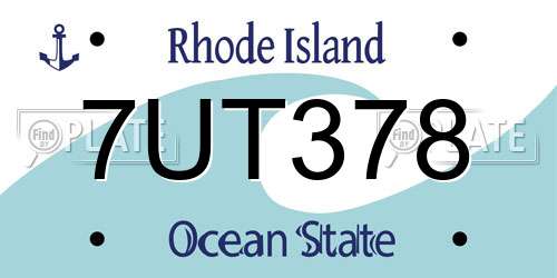 7UT378 Rhode Island License Plate