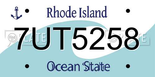 7UT5258 Rhode Island License Plate