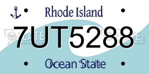 7UT5288 Rhode Island License Plate