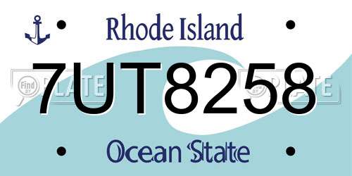 7UT8258 Rhode Island License Plate