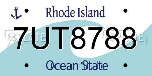 7UT8788 Rhode Island License Plate