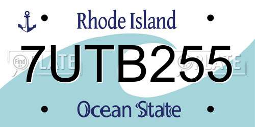 7UTB255 Rhode Island License Plate