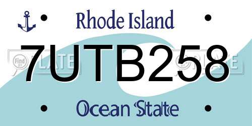 7UTB258 Rhode Island License Plate