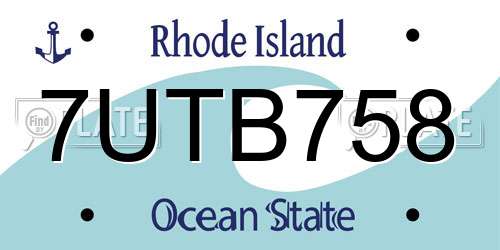 7UTB758 Rhode Island License Plate