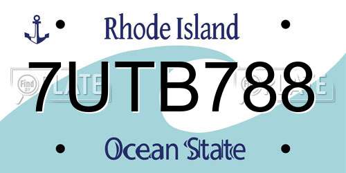 7UTB788 Rhode Island License Plate