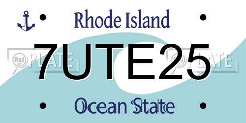 7UTE25 Rhode Island License Plate