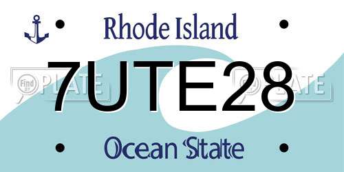 7UTE28 Rhode Island License Plate