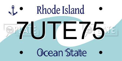 7UTE75 Rhode Island License Plate