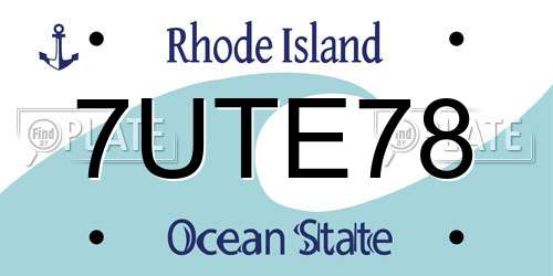 7UTE78 Rhode Island License Plate