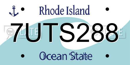 7UTS288 Rhode Island License Plate