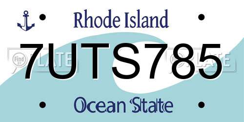 7UTS785 Rhode Island License Plate