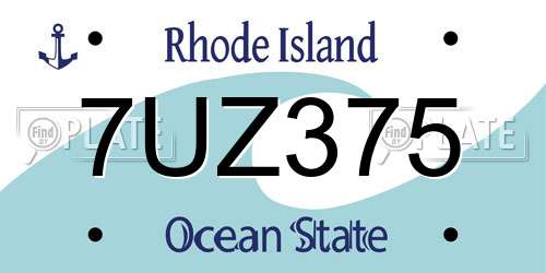 7UZ375 Rhode Island License Plate
