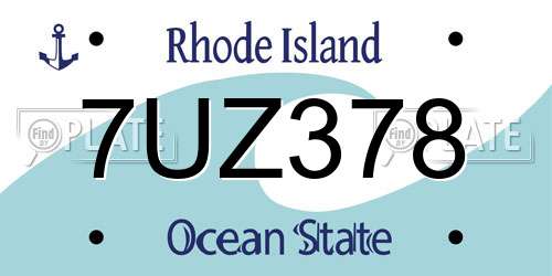 7UZ378 Rhode Island License Plate