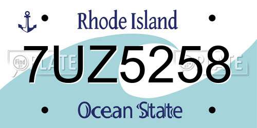 7UZ5258 Rhode Island License Plate