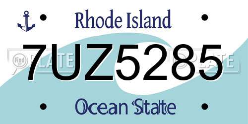 7UZ5285 Rhode Island License Plate