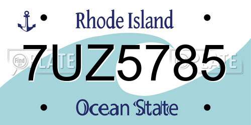 7UZ5785 Rhode Island License Plate