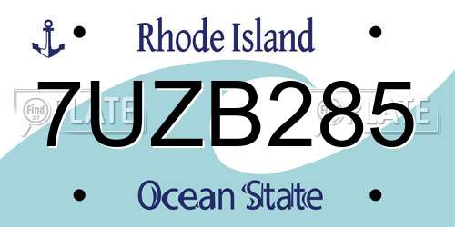 7UZB285 Rhode Island License Plate