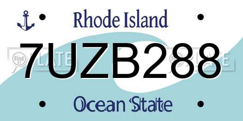7UZB288 Rhode Island License Plate