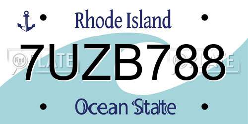 7UZB788 Rhode Island License Plate