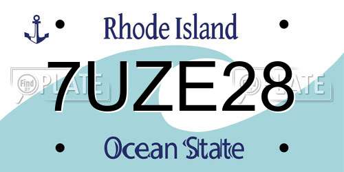 7UZE28 Rhode Island License Plate