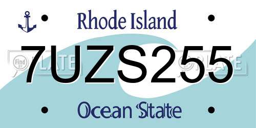 7UZS255 Rhode Island License Plate