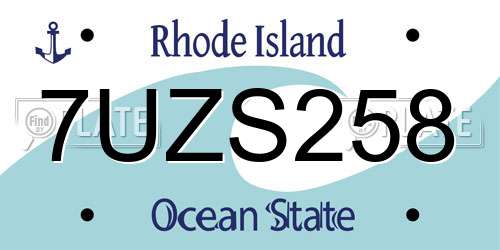 7UZS258 Rhode Island License Plate