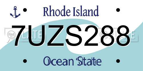 7UZS288 Rhode Island License Plate
