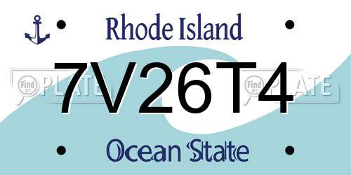 7V26T4 Rhode Island License Plate