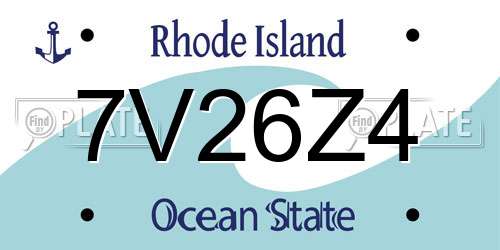 7V26Z4 Rhode Island License Plate