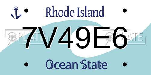 7V49E6 Rhode Island License Plate