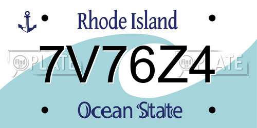 7V76Z4 Rhode Island License Plate