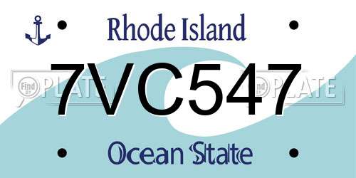 7VC547 Rhode Island License Plate