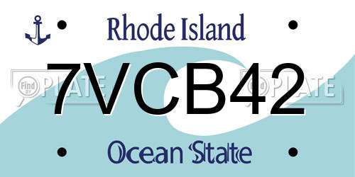 7VCB42 Rhode Island License Plate