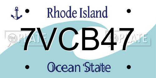 7VCB47 Rhode Island License Plate