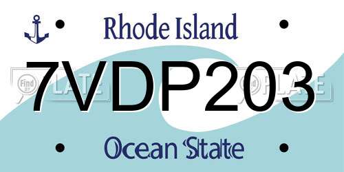 7VDP203 Rhode Island License Plate