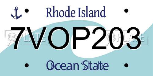 7VOP203 Rhode Island License Plate